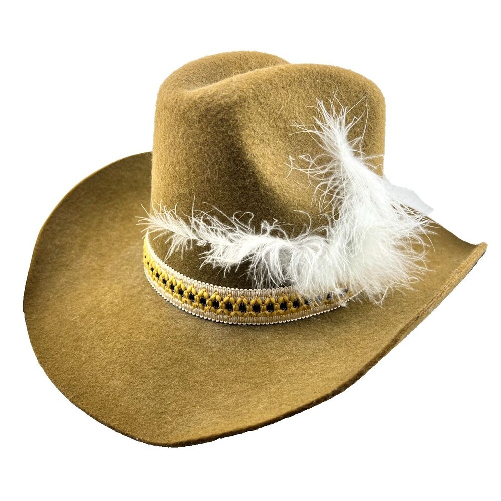 Vtg 100% Wool Felt Cowboy Hat Pura Lana Fieltro Sombrero Men's 57 - 7 1/8 Mexico
